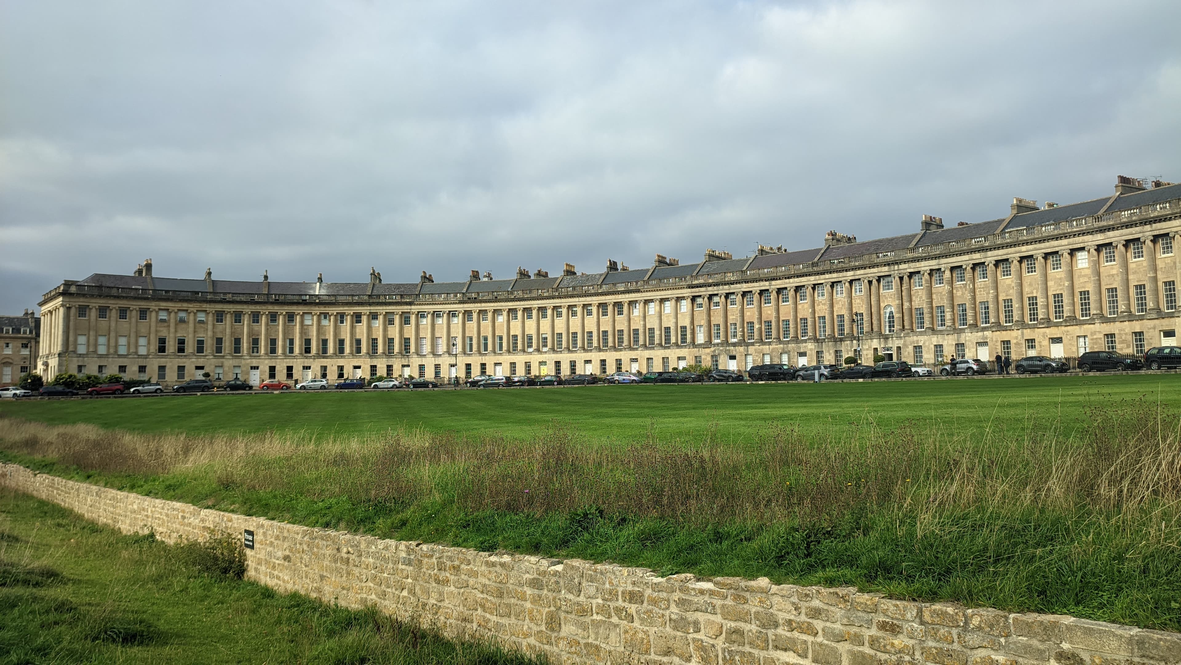The Royal Crescent, Bath's landmark Georgian terrace, near the Bath and Bristol Railway Marathon's Green Park start and finish