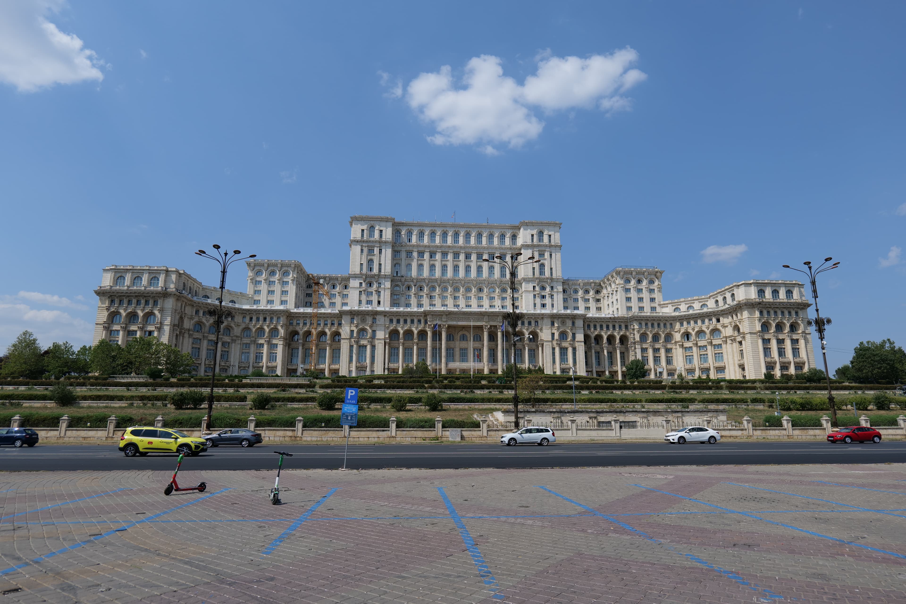 The Palace of Parliament in Bucharest, the marathon's finish-line backdrop at Constitution Square