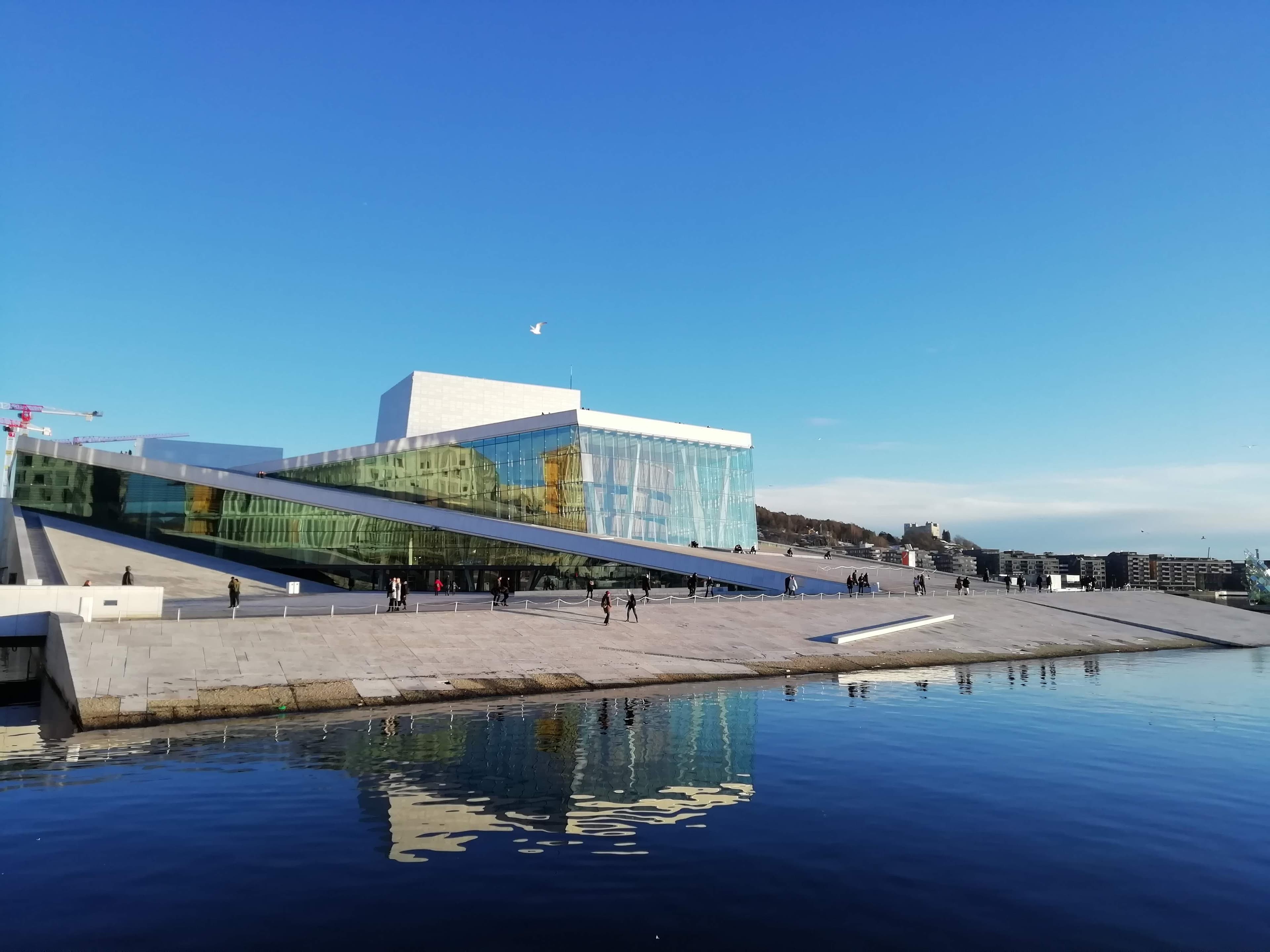 The Oslo Opera House on the harbourfront, a landmark near the marathon's Radhusplassen start and finish