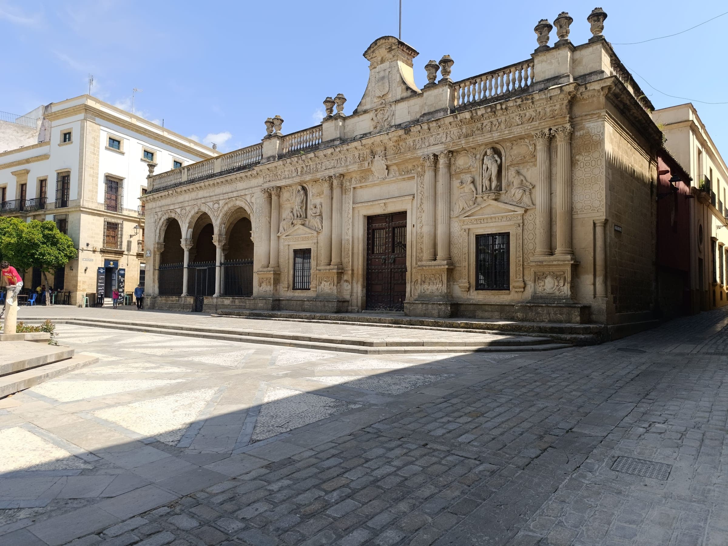 The Renaissance façade of the old Cabildo on Plaza de la Asunción in Jerez de la Frontera, a few streets from the marathon start in Alameda Vieja