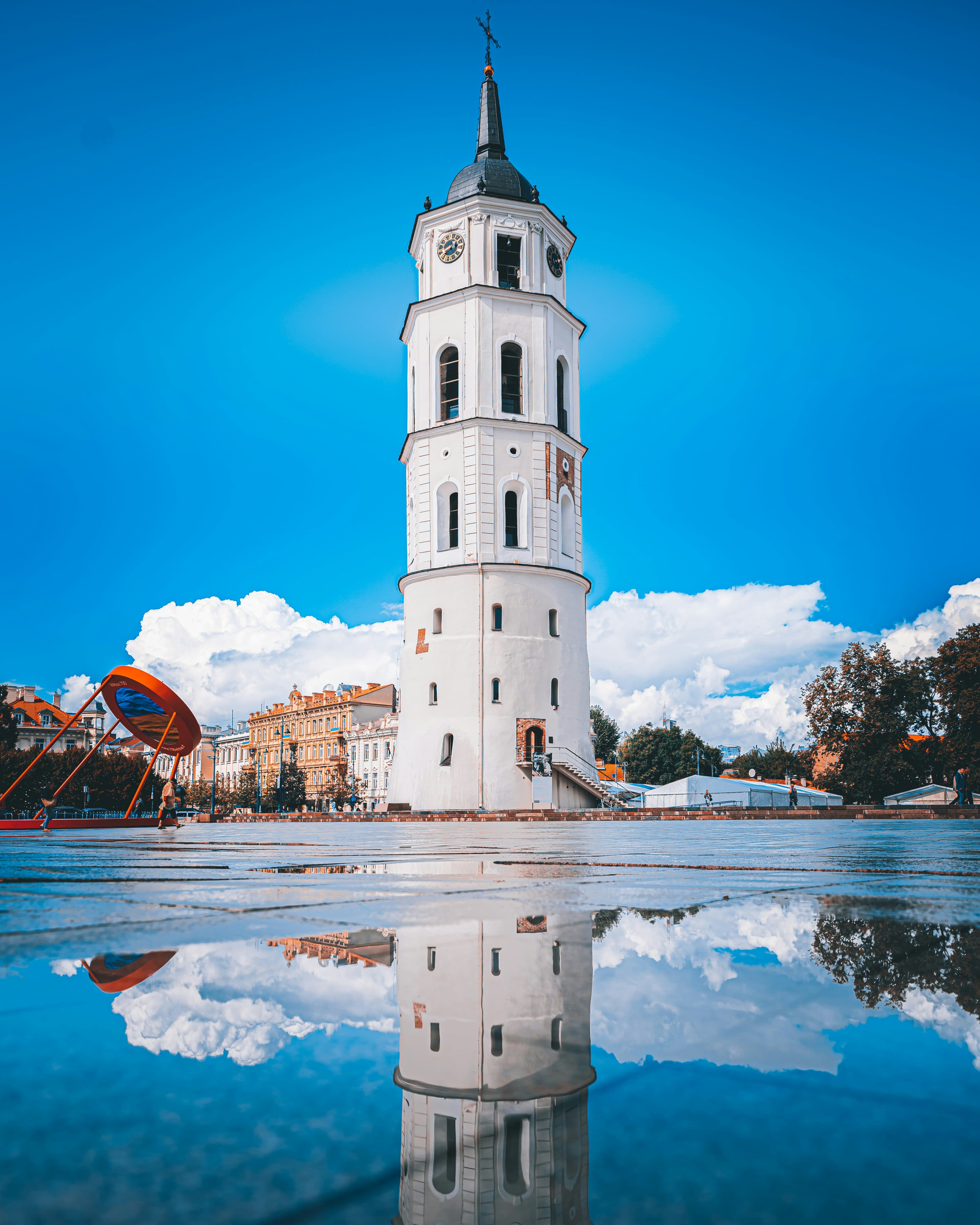 The bell tower of Vilnius Cathedral on Cathedral Square, the marathon's start and finish point